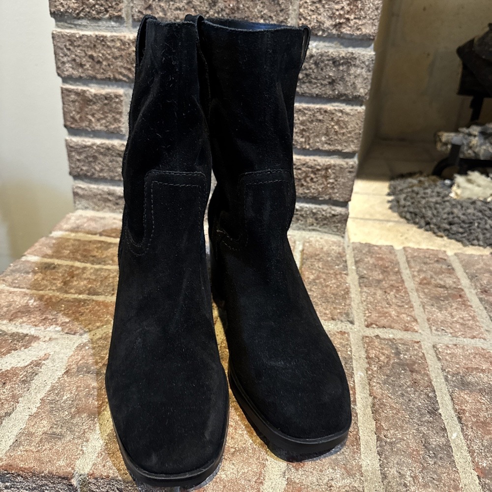Steve Madden Women Romney Black Leather Western Festival Pull On Boot Sz 10 #556